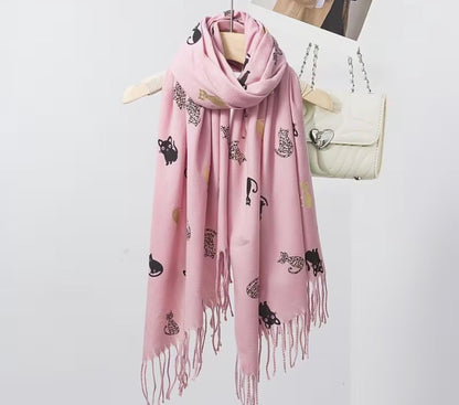 Winter Scarf Cat Design Print