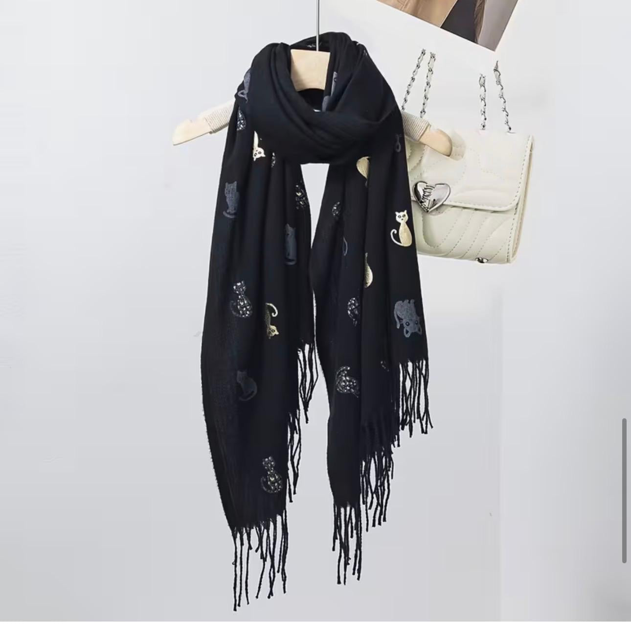 Winter Scarf Cat Design Print