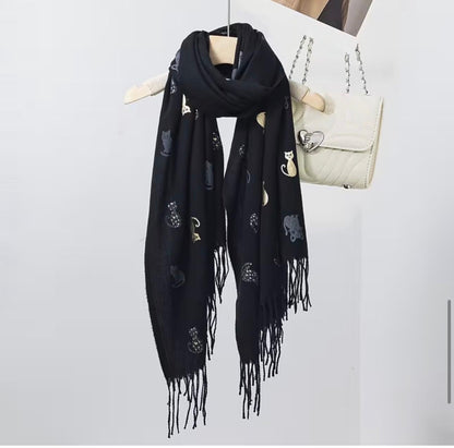 Winter Scarf Cat Design Print