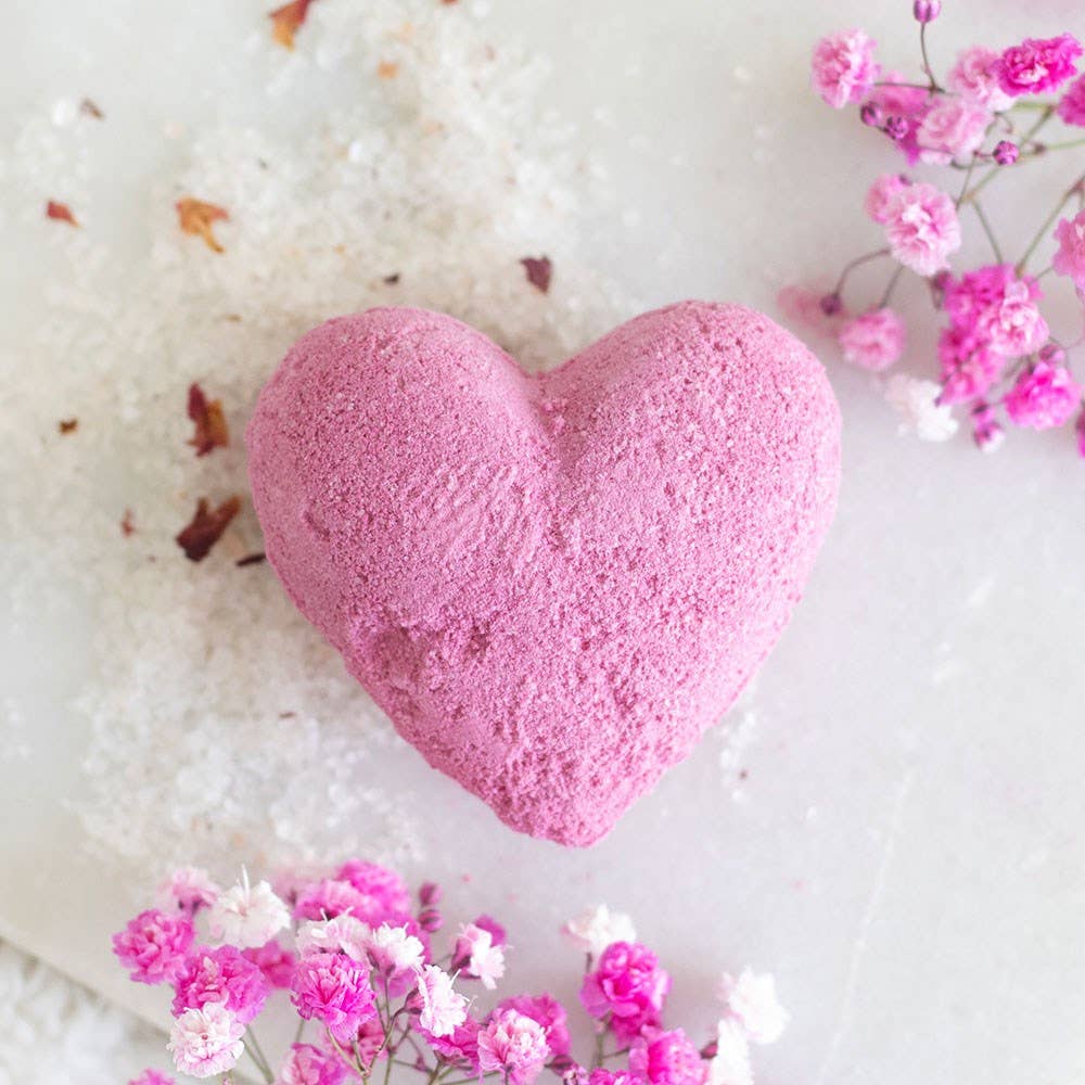 Love Yourself Heart-Shaped Cherry Bath Bomb