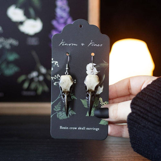 Crow Skull Gothic Dangle Earrings
