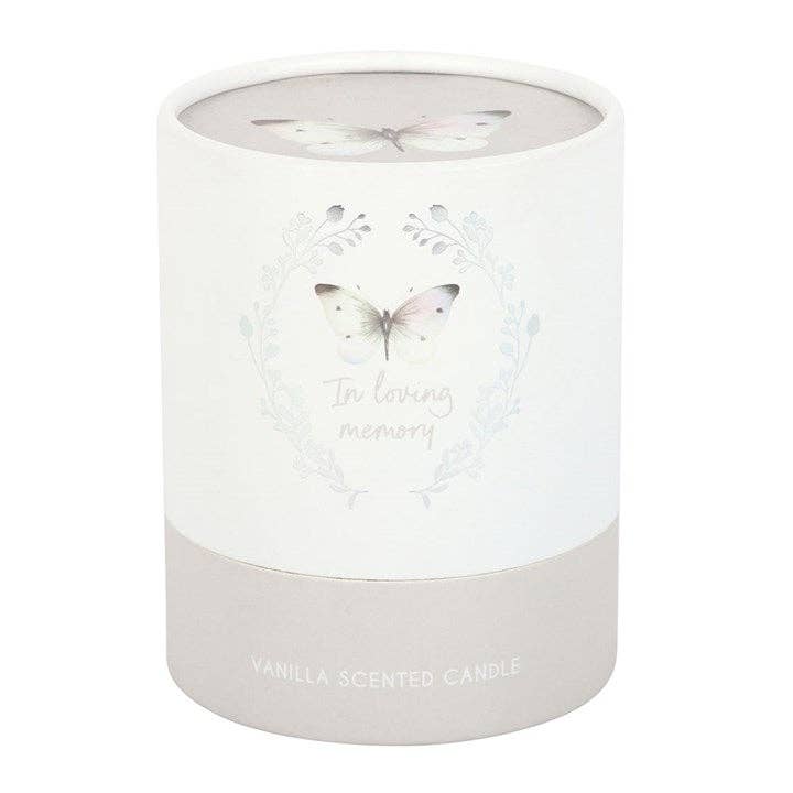 In Loving Memory White Butterfly Vanilla Candle