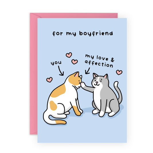 Greetings Card Cat Themed For My Boyfriend