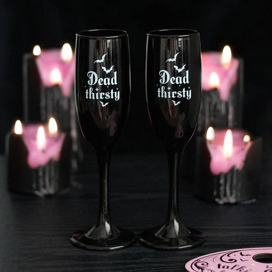 Set of 2 Dead Thirsty Gothic Champagne Flutes