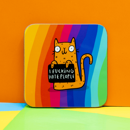 I Fucking Hate People Sweary Cat Coasters