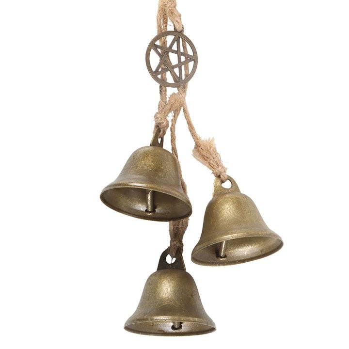 Green Witch Hanging Willow Pentagram with Bells