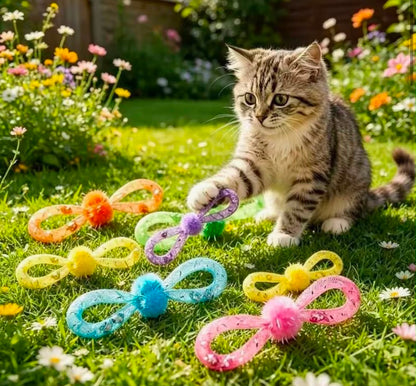 2 x Colourful Bowknot Cat Toys Soaked In “The Nip!”