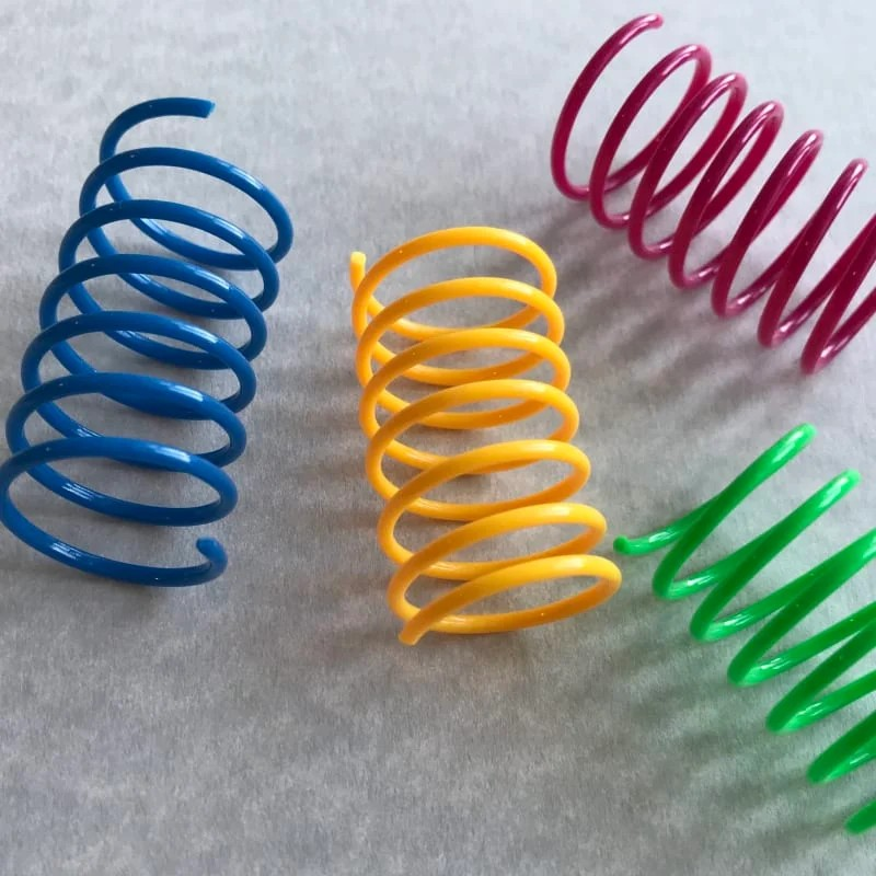Spring Torap Toy Brightly Coloured Spring Toys a set of four for your cat or kitten ...