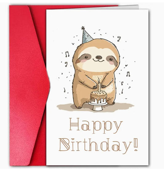 Greetings Card Cute Sloth Birthday Card
