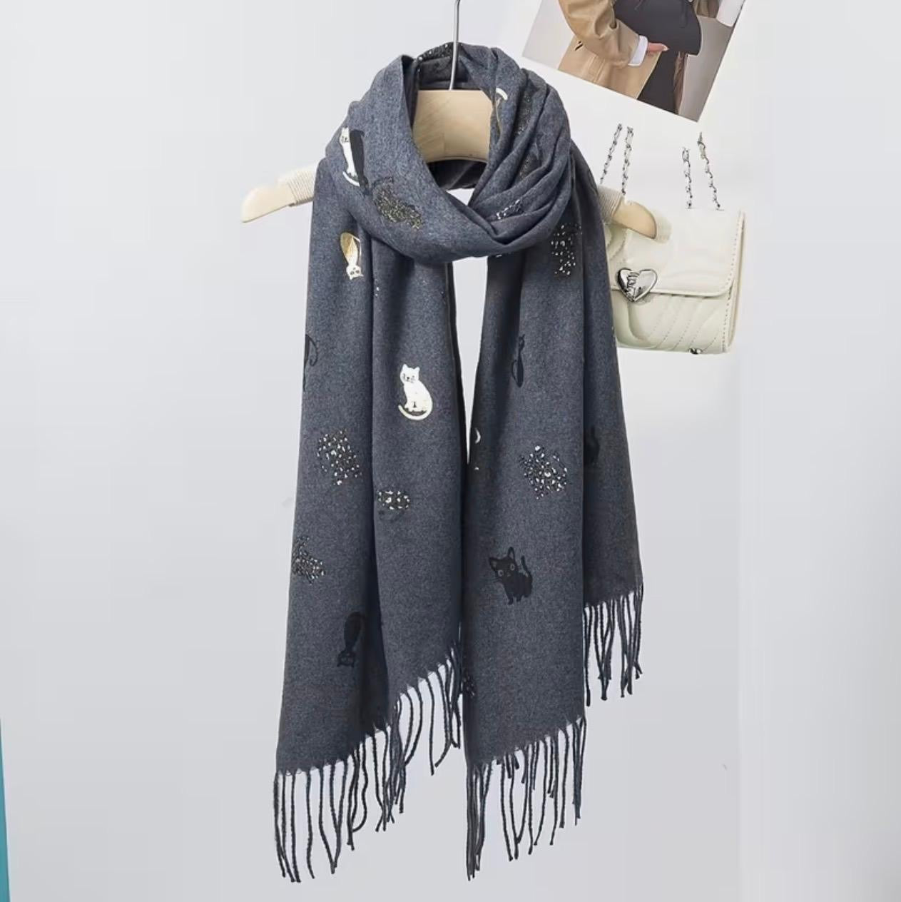 Winter Scarf Cat Design Print