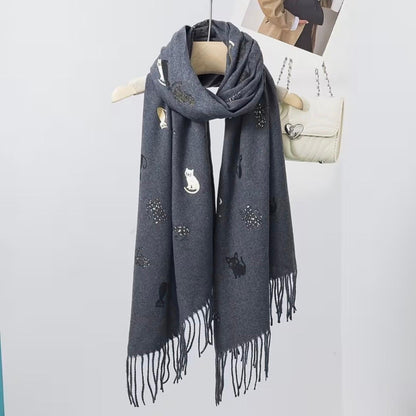 Winter Scarf Cat Design Print