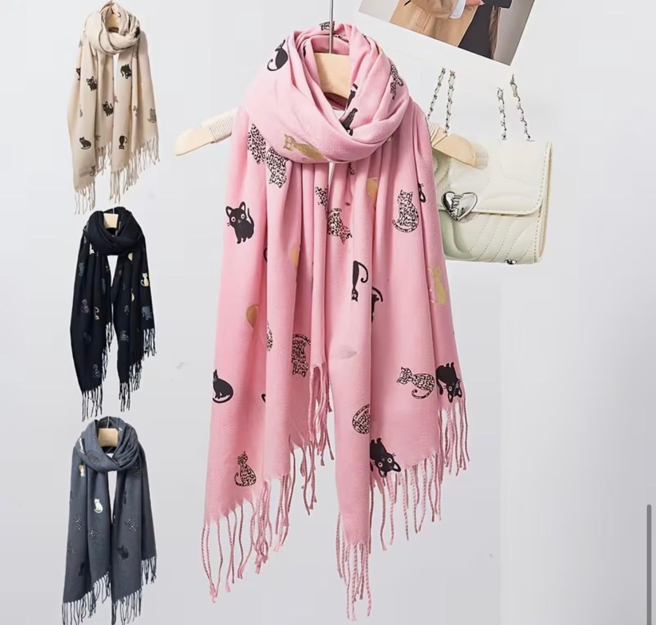 Winter Scarf Cat Design Print