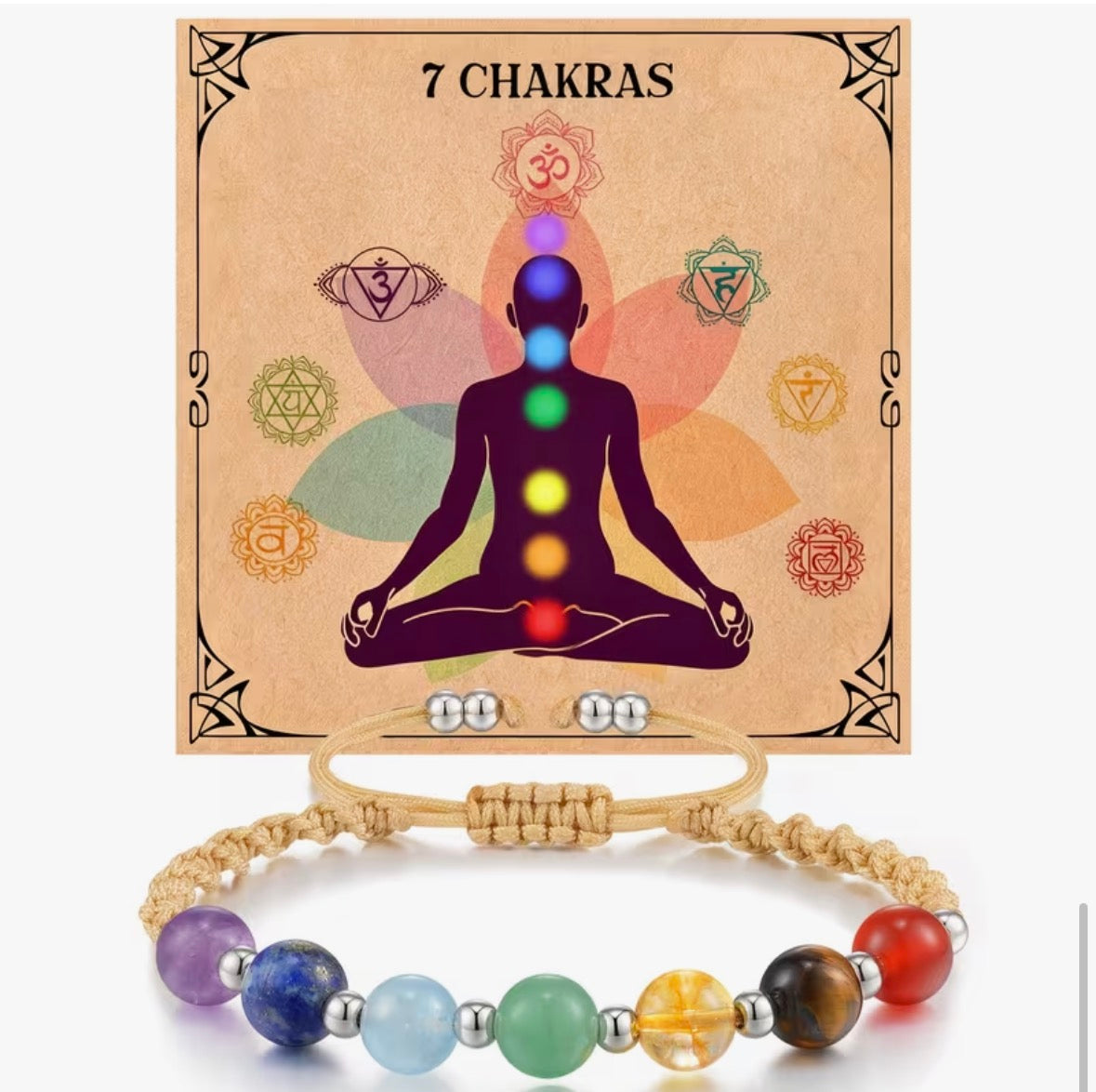 7 stone Chakra Beaded Bracelet 8mm