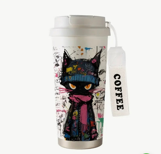 Graffiti Cat Travel Mug
