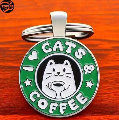 Cats & Coffee Keyring