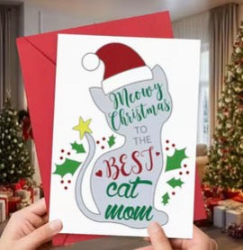 Best Cat Mom Christmas Card