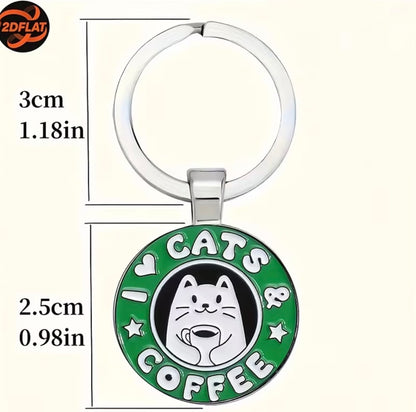 Cats & Coffee Keyring