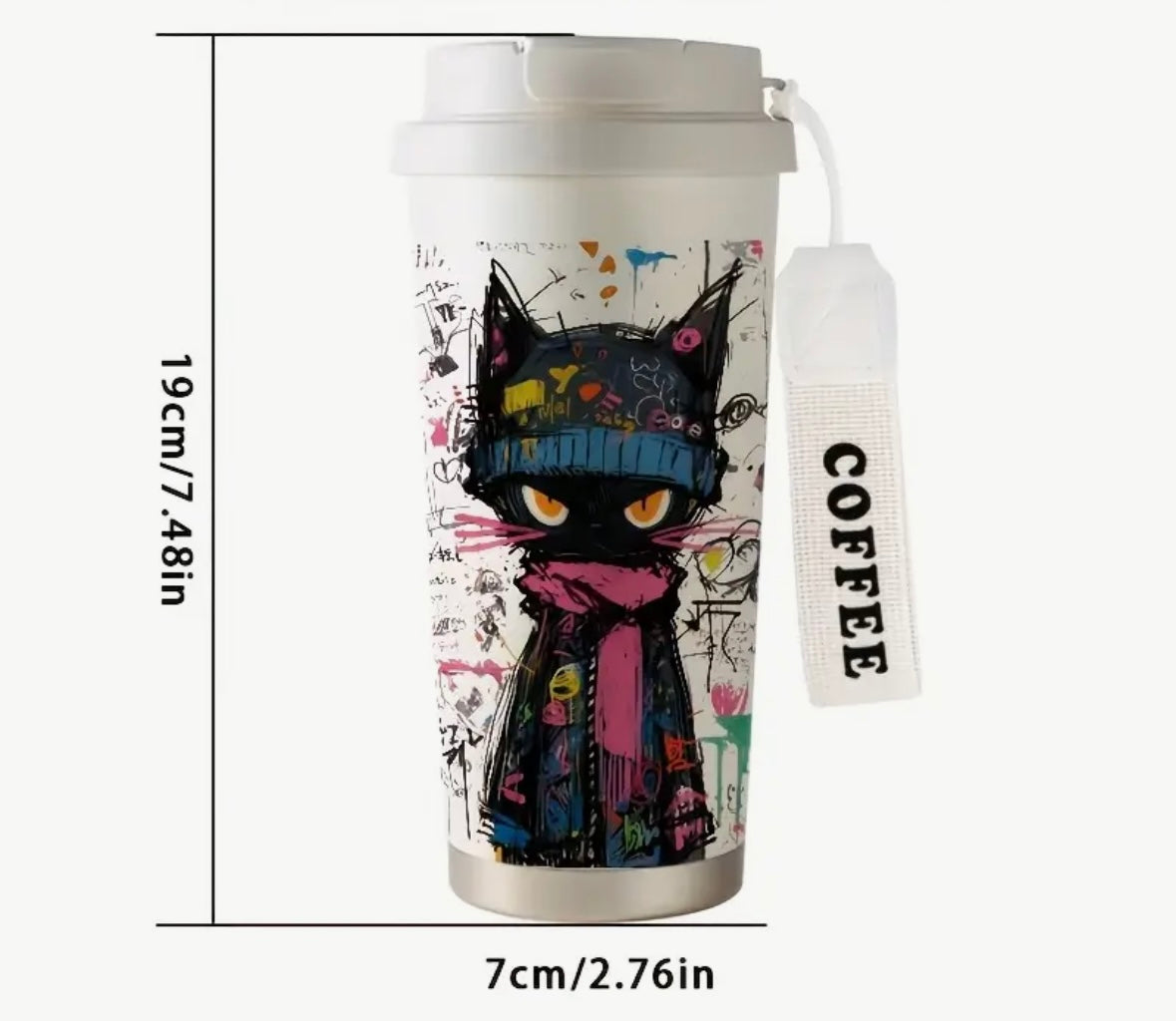 Graffiti Cat Travel Mug