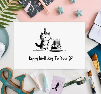 Simple Cat Birthday Card