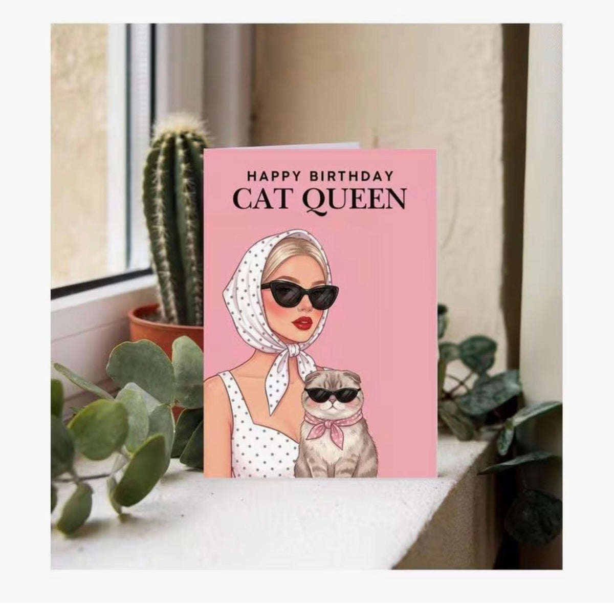 A6 Cat Queen Birthday Card
