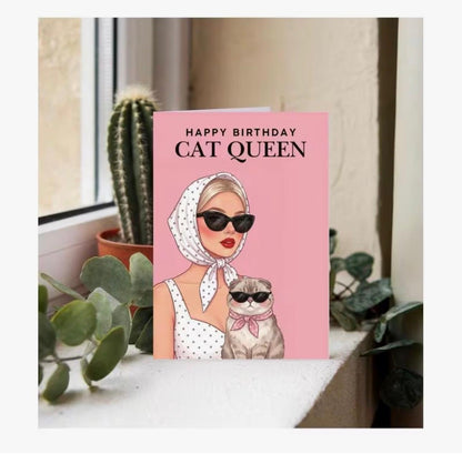 A6 Cat Queen Birthday Card