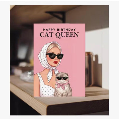 A6 Cat Queen Birthday Card