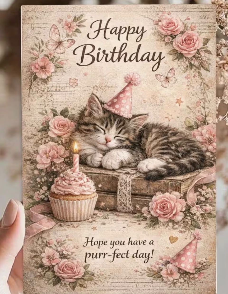 Vintage Cat Birthday Card