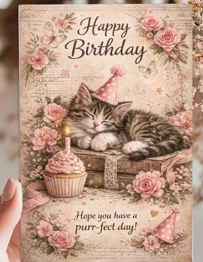 Vintage Cat Birthday Card