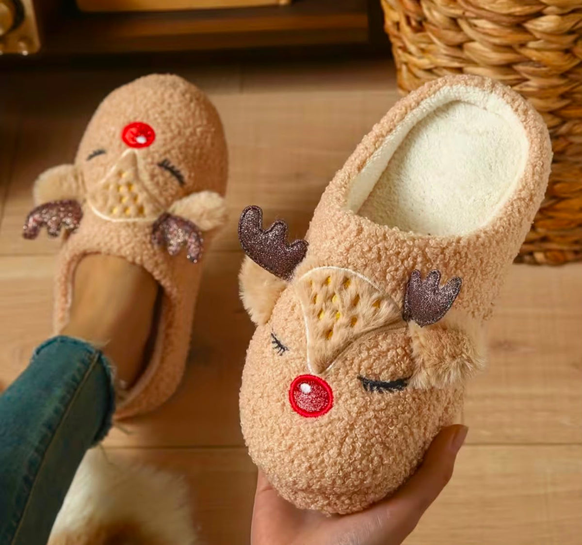 Reindeer Christmas Slippers