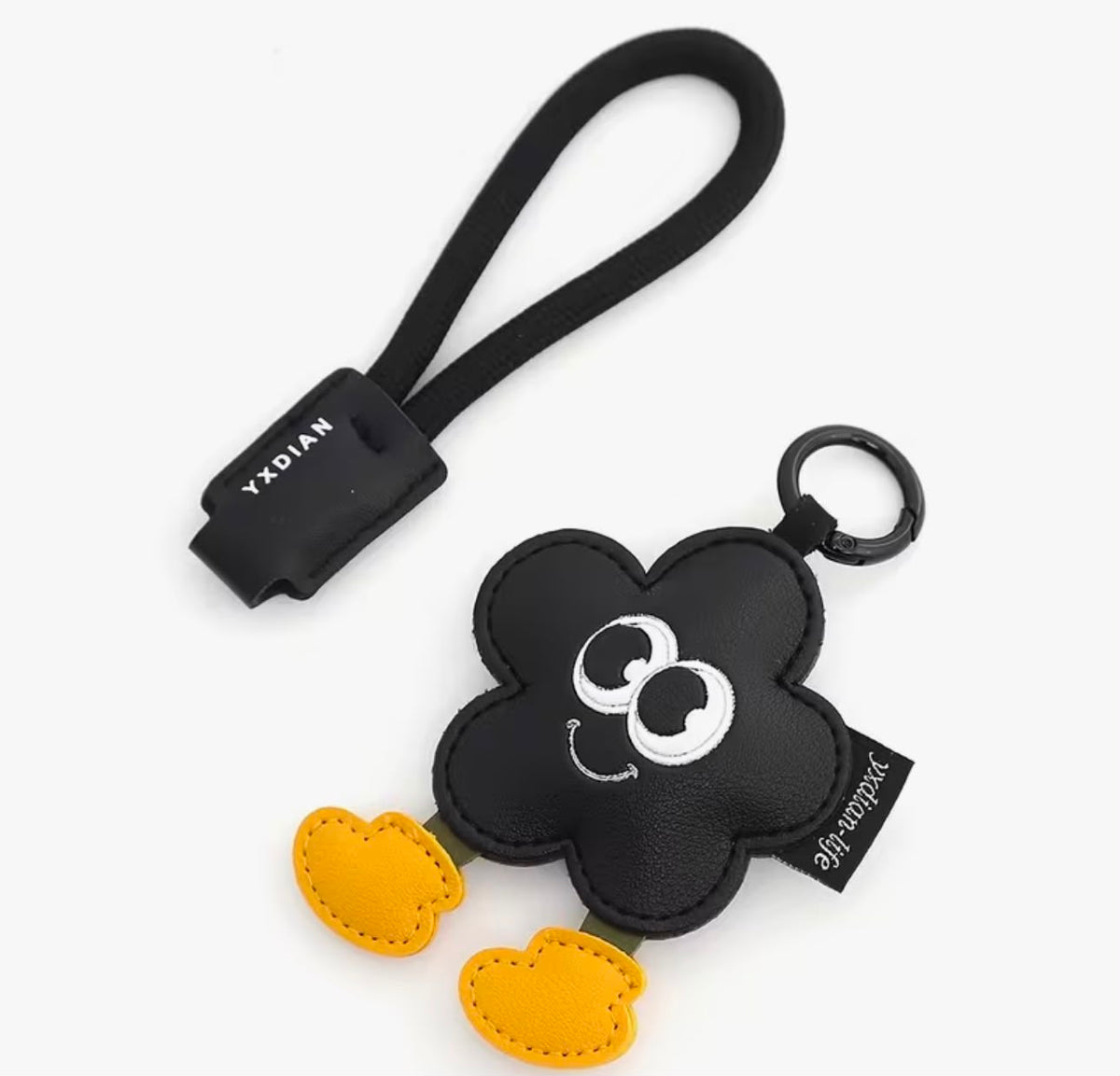 Cartoon Smiling Flower PU Leather Keychain/ Bag Charm