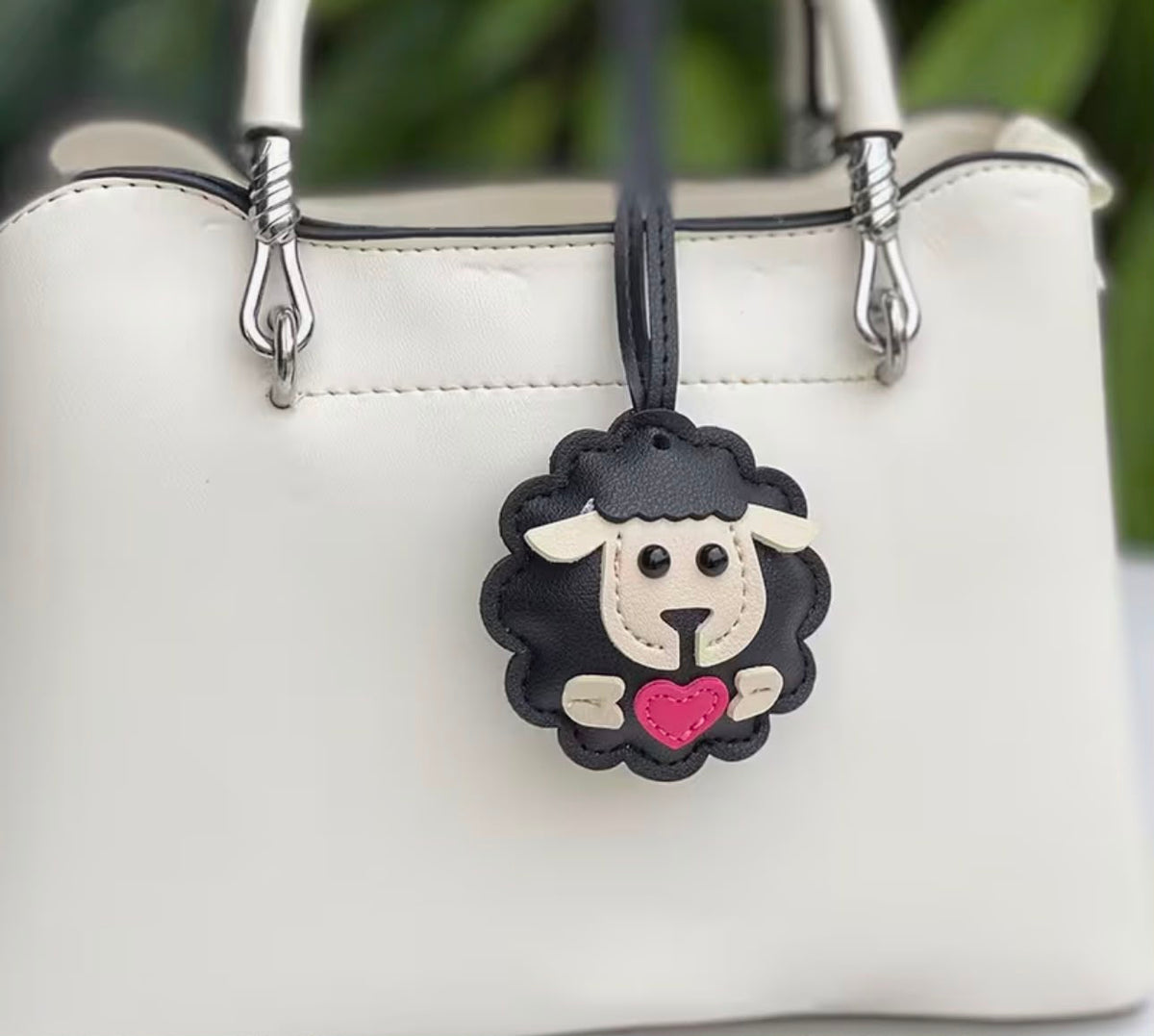 Cartoon Sheep PU Leather Keychain/ Bag Charm