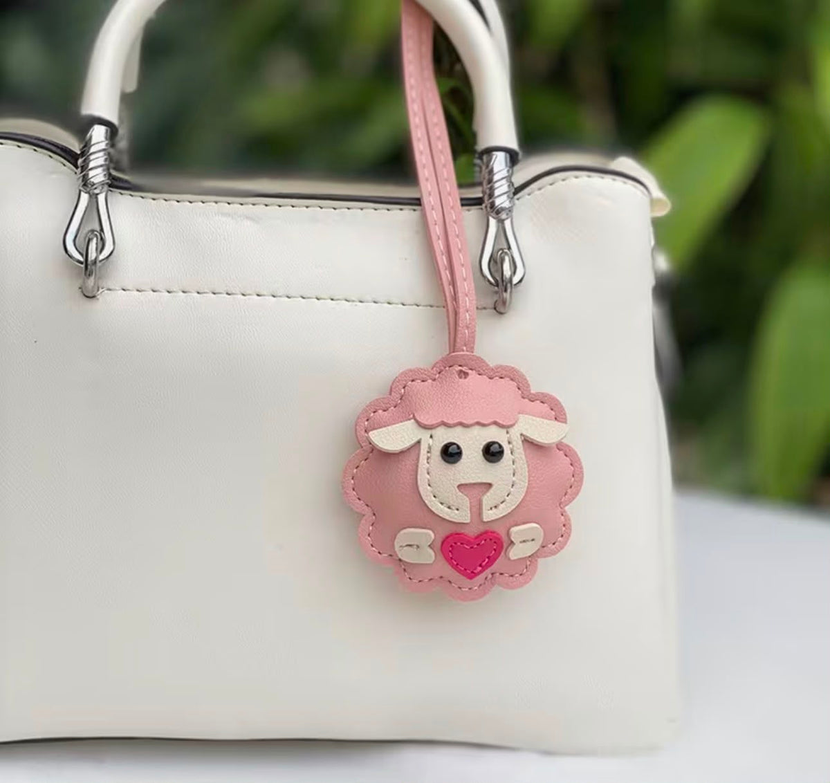 Cartoon Sheep PU Leather Keychain/ Bag Charm
