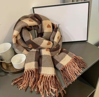 Chequered Love Heart Winter Scarf