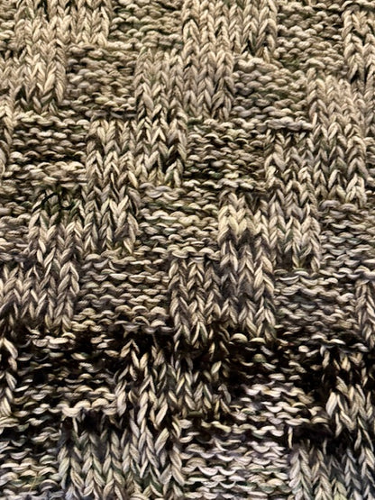 Hand Knitted Multi Coloured Snuggle Blanket Bed Throw In Grey & Black