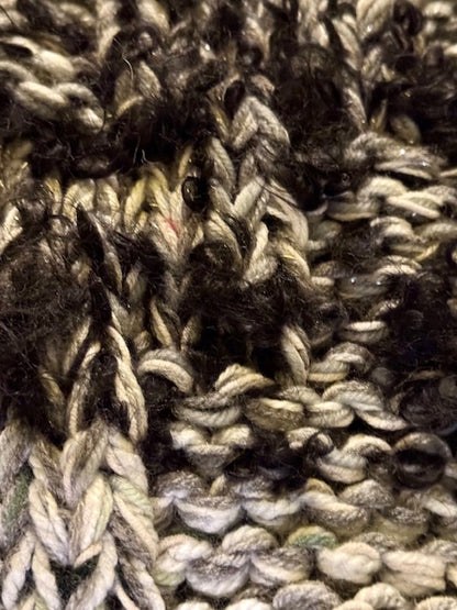 Hand Knitted Multi Coloured Snuggle Blanket Bed Throw In Grey & Black