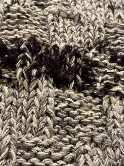 Hand Knitted Multi Coloured Snuggle Blanket Bed Throw In Grey & Black