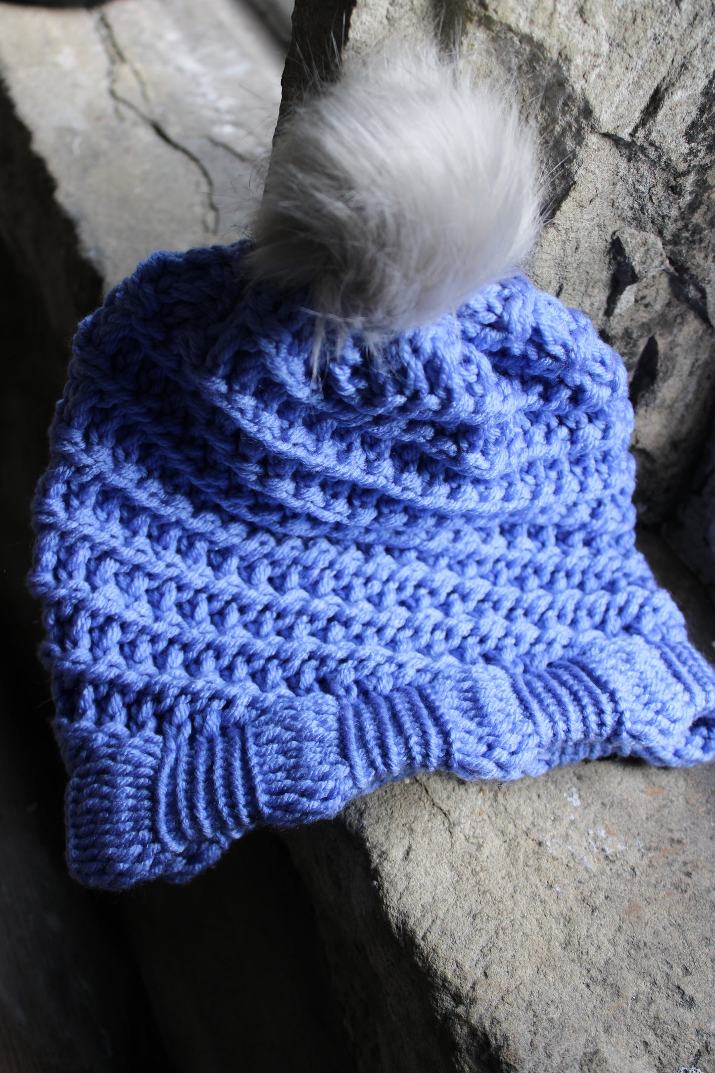 Multi Coloured Knitted Faux Fur Bobble Hats