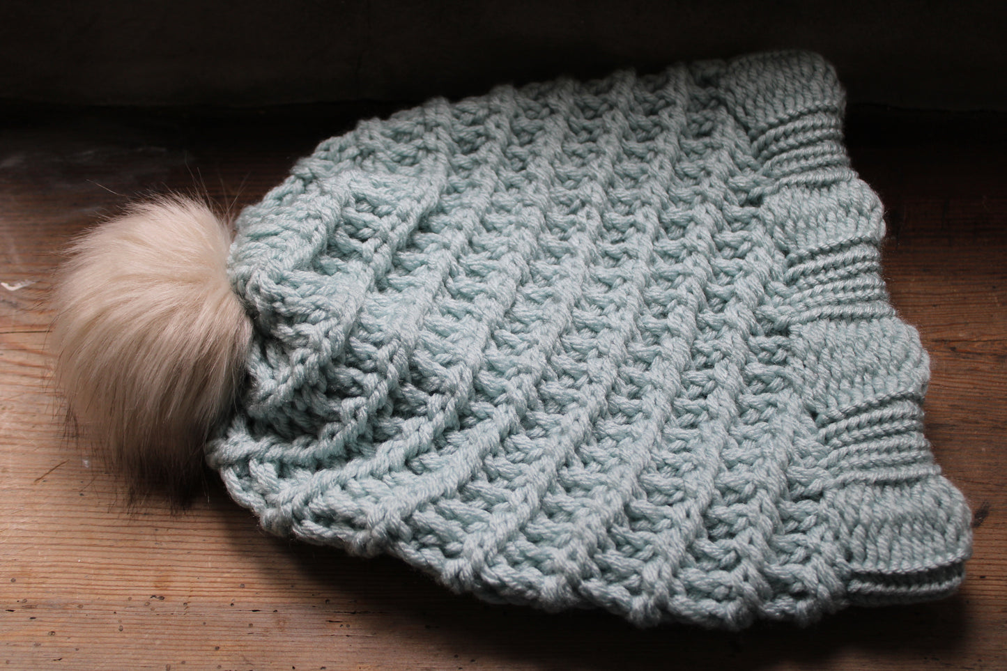 Multi Coloured Knitted Faux Fur Bobble Hats