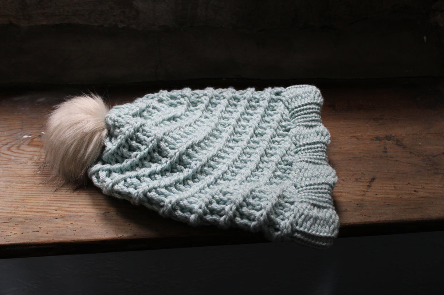 Multi Coloured Knitted Faux Fur Bobble Hats
