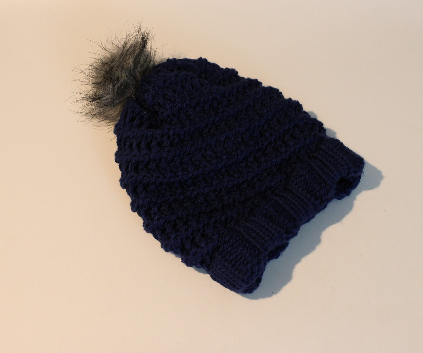 Multi Coloured Knitted Faux Fur Bobble Hats