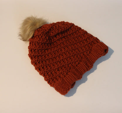 Multi Coloured Knitted Faux Fur Bobble Hats