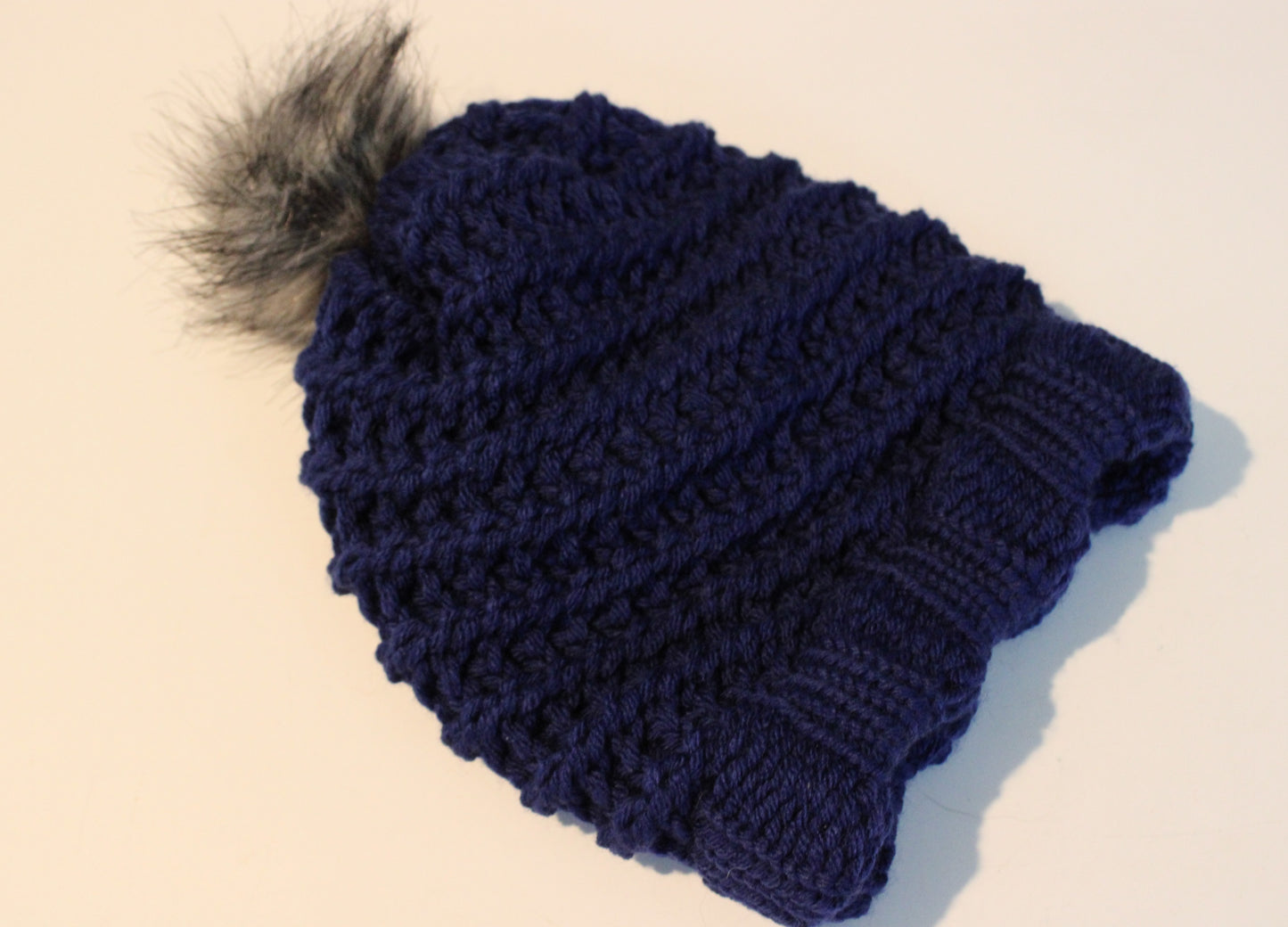 Multi Coloured Knitted Faux Fur Bobble Hats