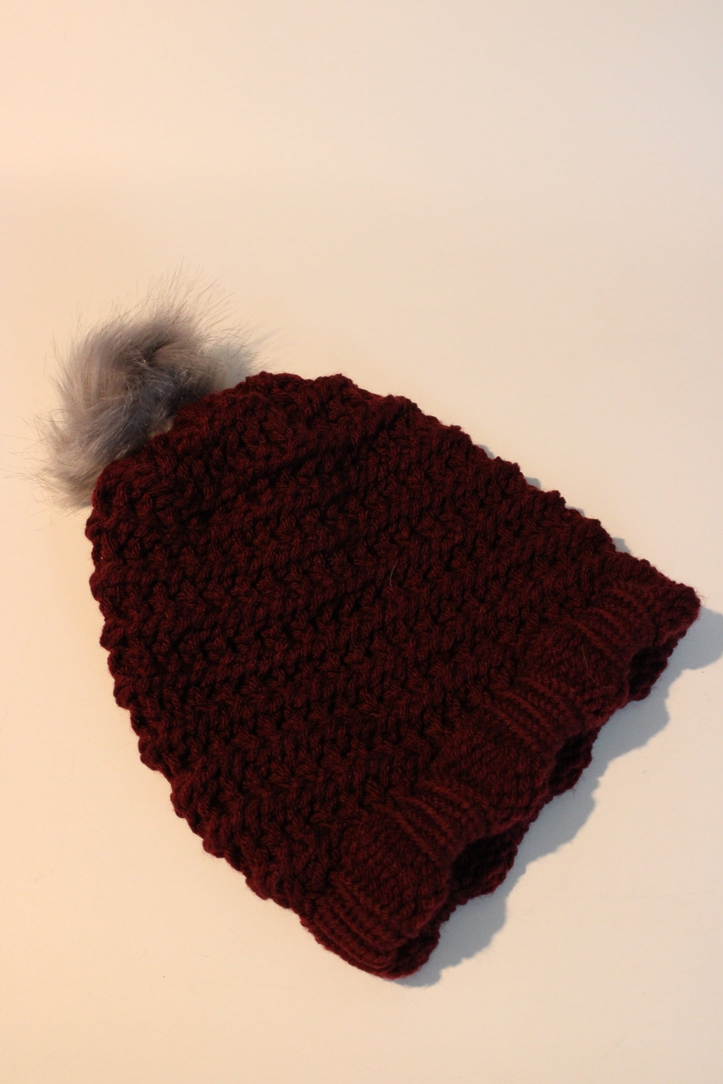 Multi Coloured Knitted Faux Fur Bobble Hats