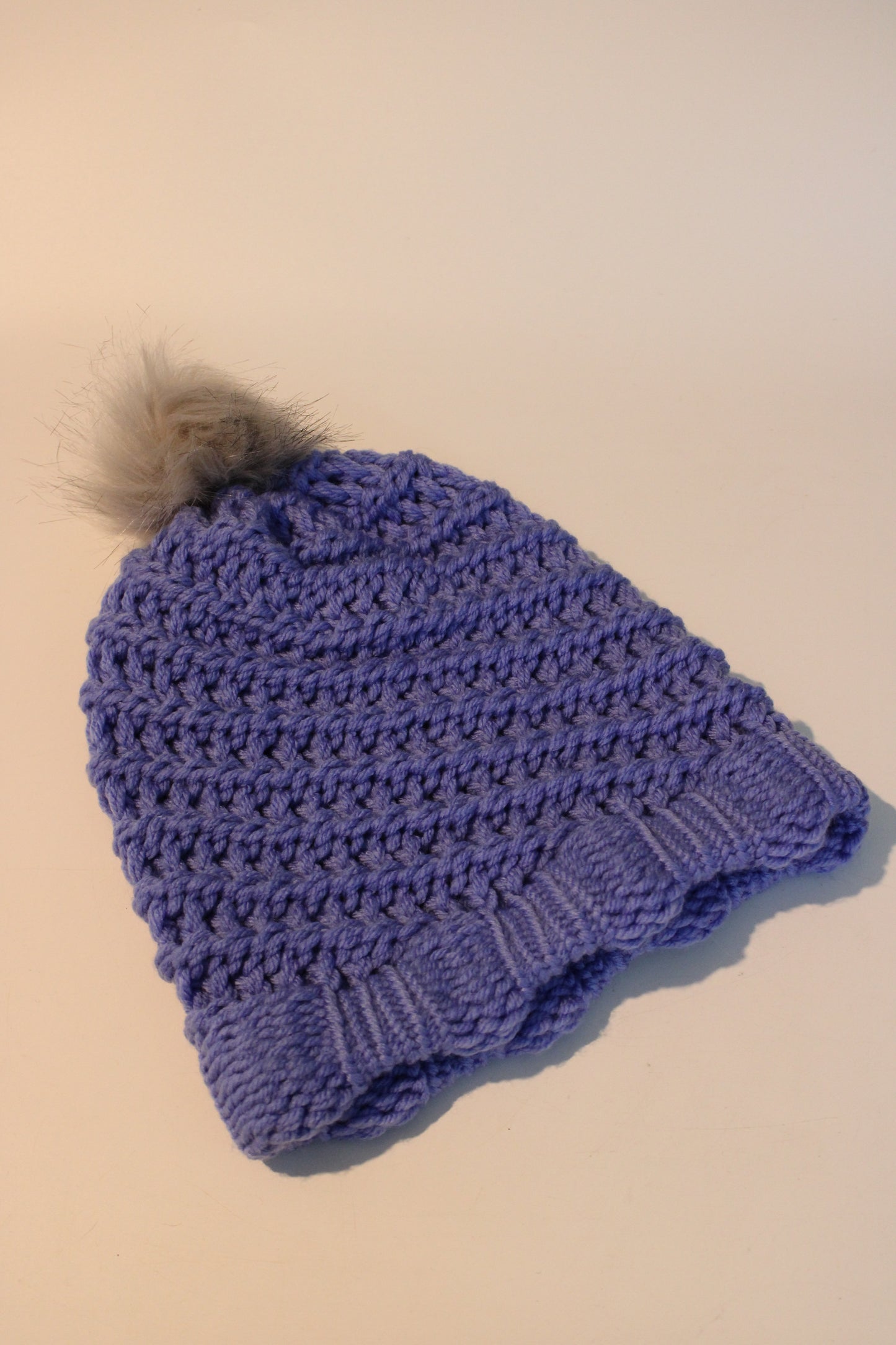 Multi Coloured Knitted Faux Fur Bobble Hats