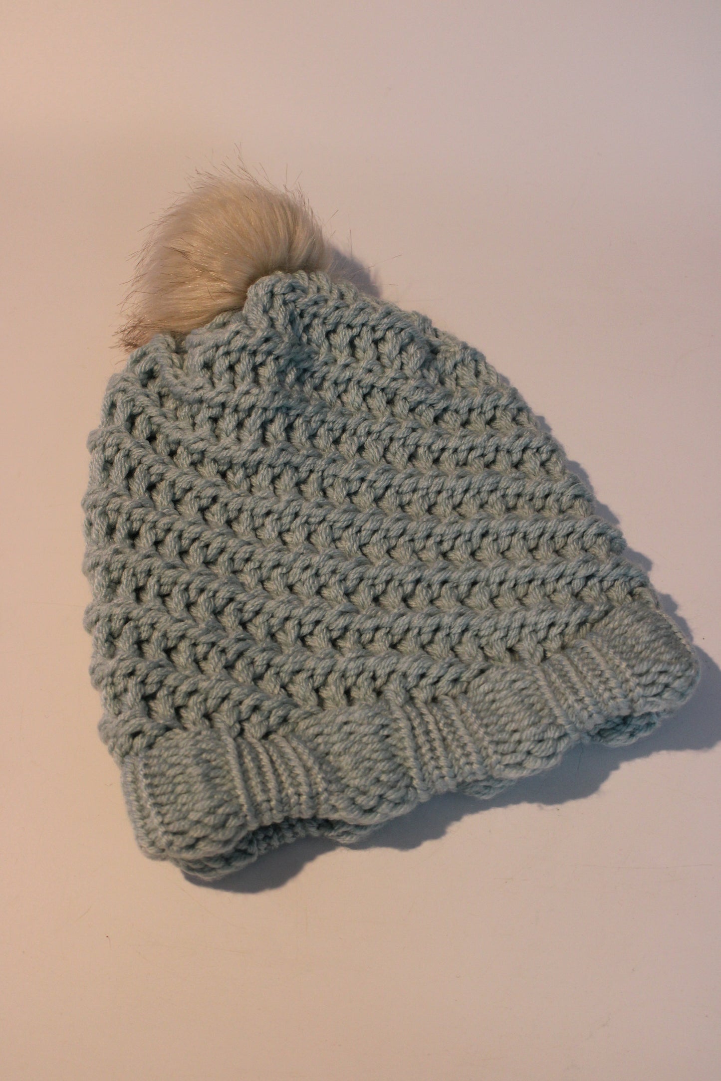 Multi Coloured Knitted Faux Fur Bobble Hats