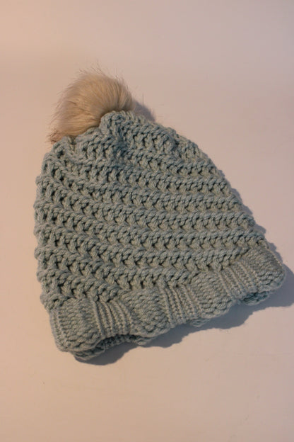Multi Coloured Knitted Faux Fur Bobble Hats