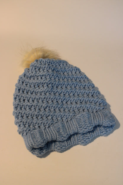Multi Coloured Knitted Faux Fur Bobble Hats