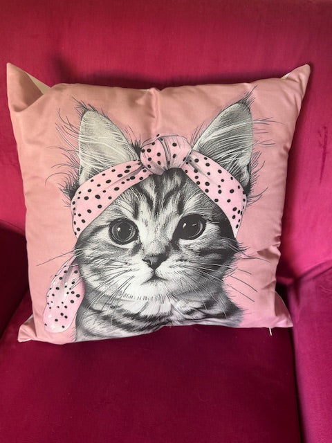 Pink Cute Cat Cushion