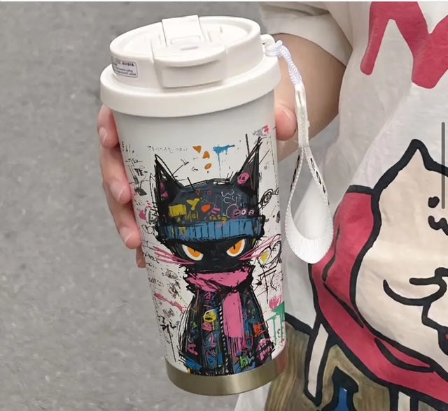 Graffiti Cat Travel Mug