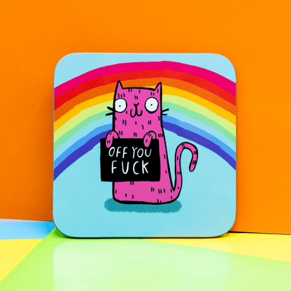 Off You Fuck Sweary Cat Coasters